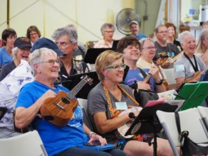 Cheryl Laimon and Tawni VanVleet in the audience at the 2023 Carnival